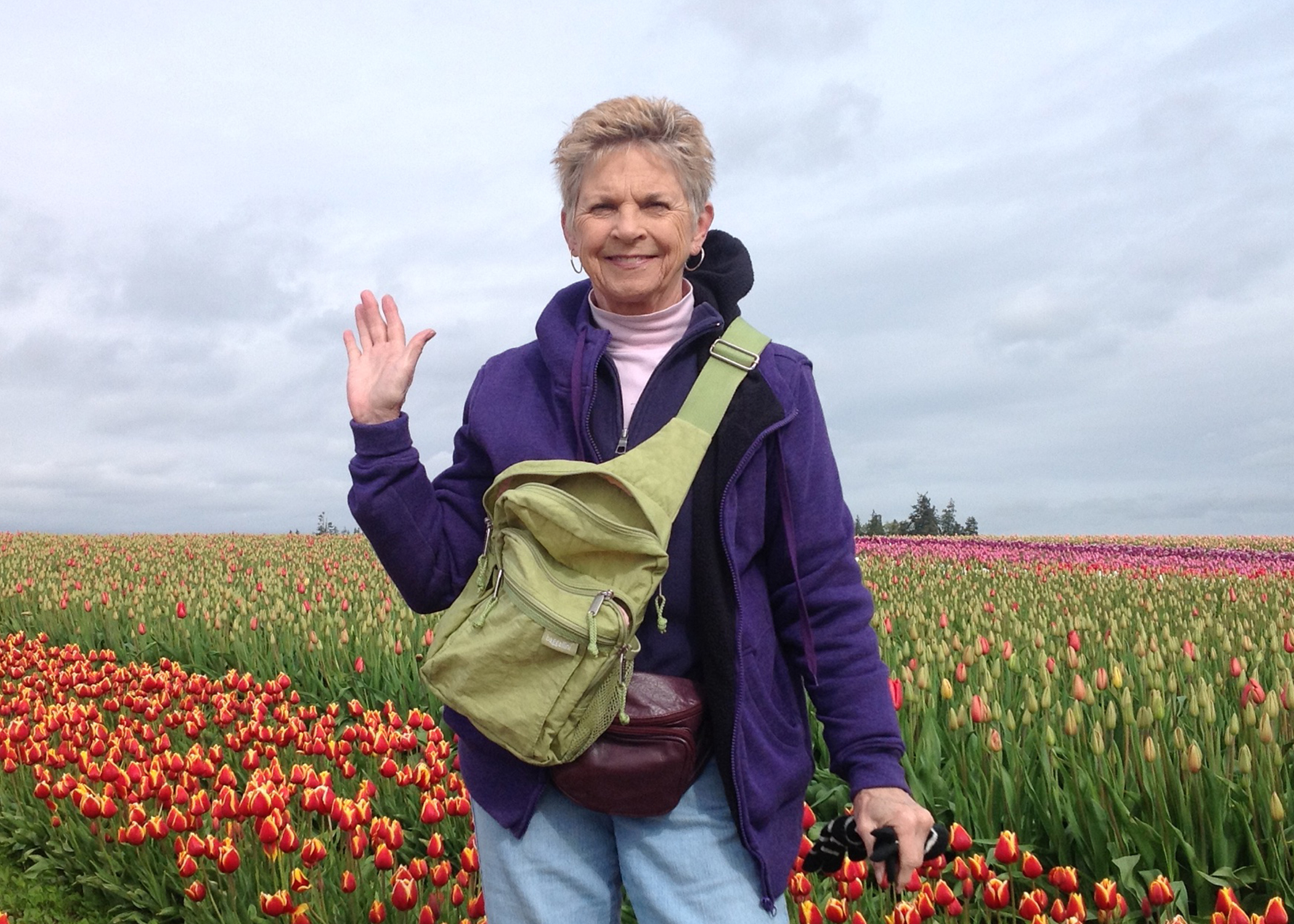 Volunteer Becky in the Tulip Fields