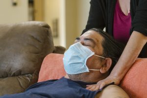 Patient receiving aromatherapy